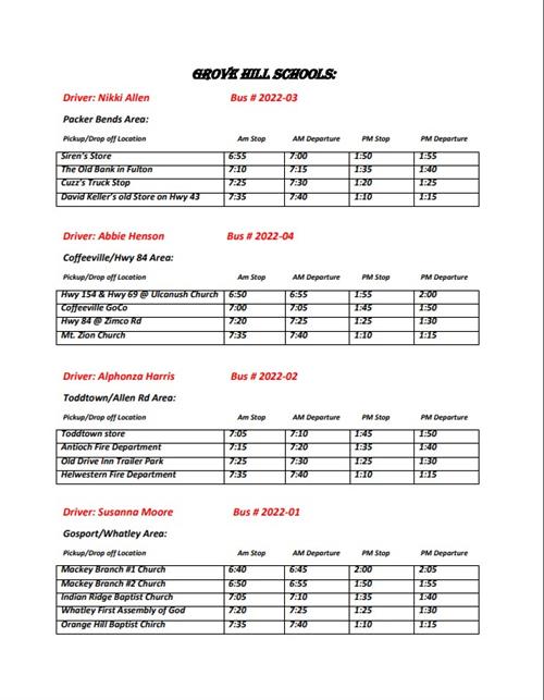 June bus schedule